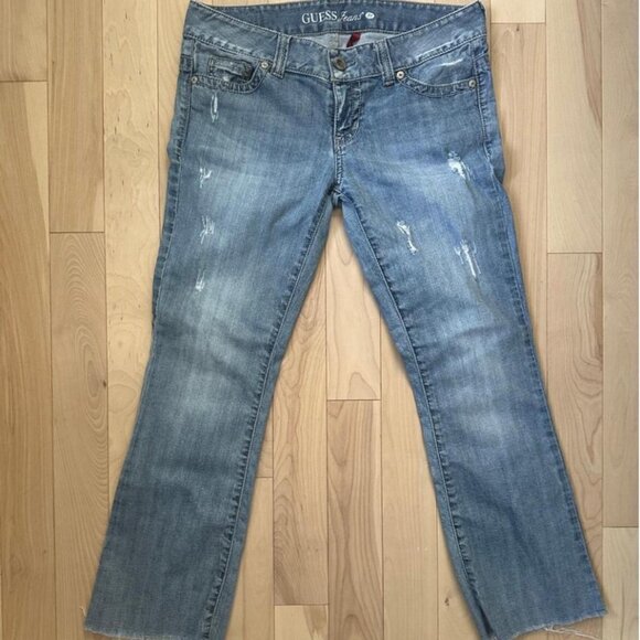 Classic Guess bootcut jeans medium wash distressed low waist - Picture 2 of 8